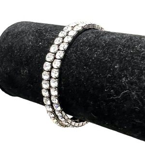 VINTAGE CLEAR CRYSTAL STRETCH BRACELETS - SET OF 2